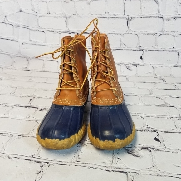 LL BEAN Boots blue rubber leather 6 - Picture 4 of 13